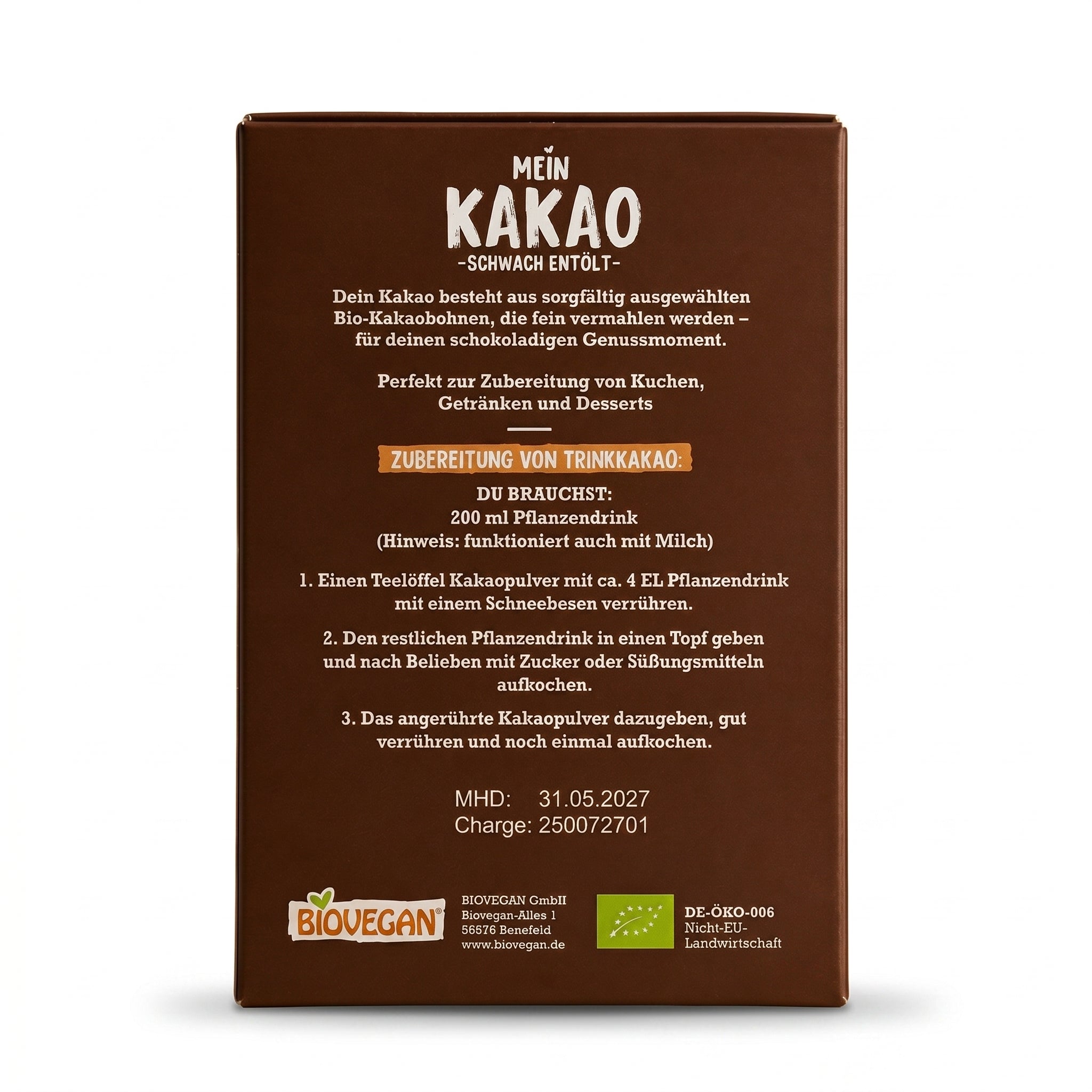 Poudre de Cacao Bio Faiblement Dégraissé  مسحوق كاكاو عضوي نباتي وغني بالنكهة