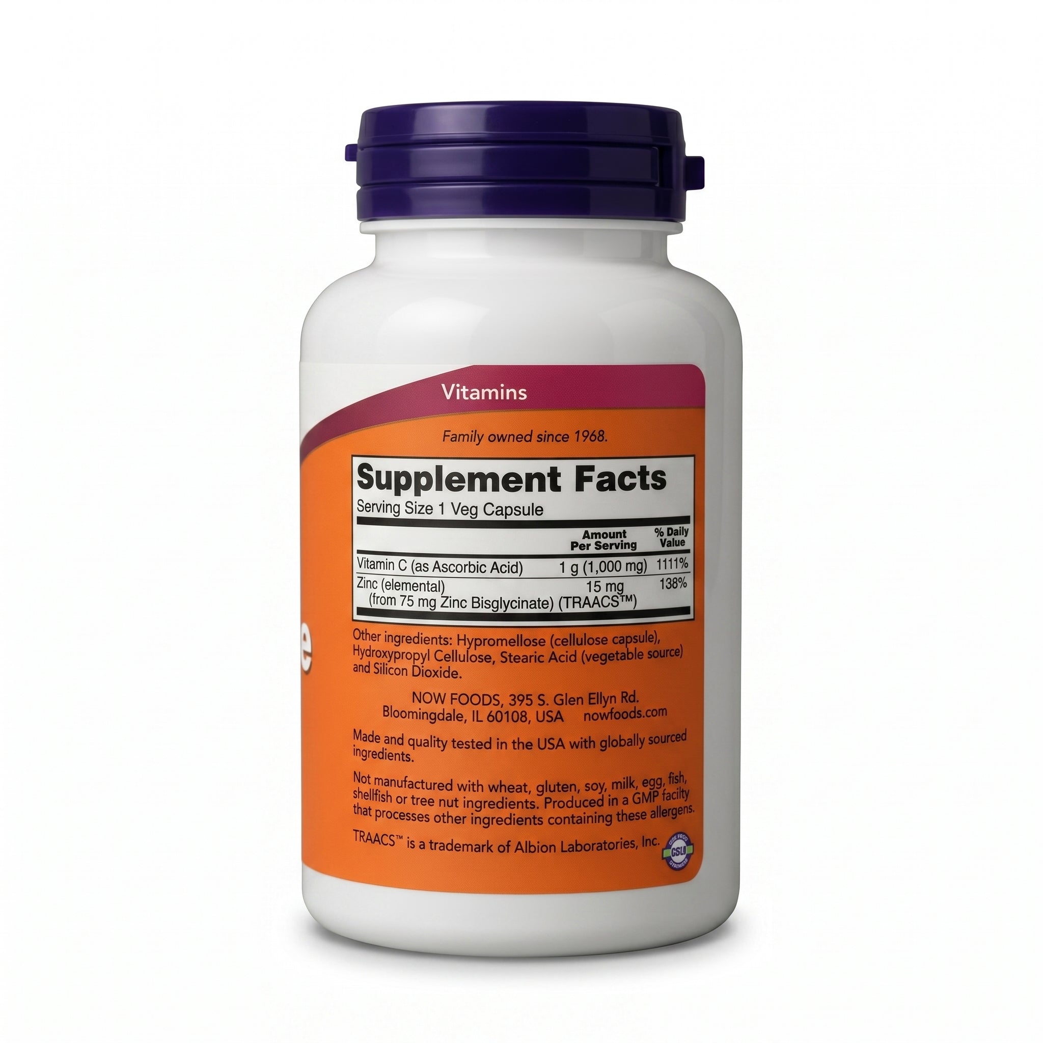 Vitamine C 1000mg + Zinc 90 Capsules Protection Antioxydante كبسولات فيتامين سي مع الزنك لدعم المناعة حماية مضادة للأكسدة