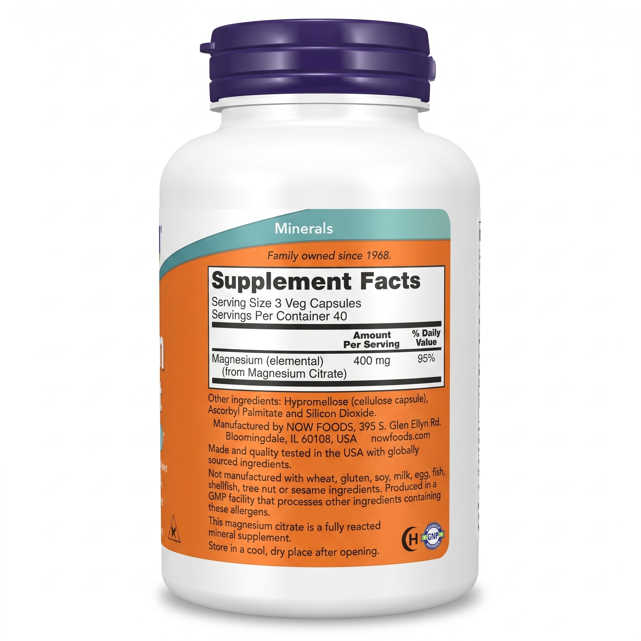Magnésium citrate 400 mg 120 Capsules Soutien du Système Nerveux et Énergie كبسولات  المغنيسيوم سترات دعم فائق للجهاز العصبي وإنتاج الطاقة