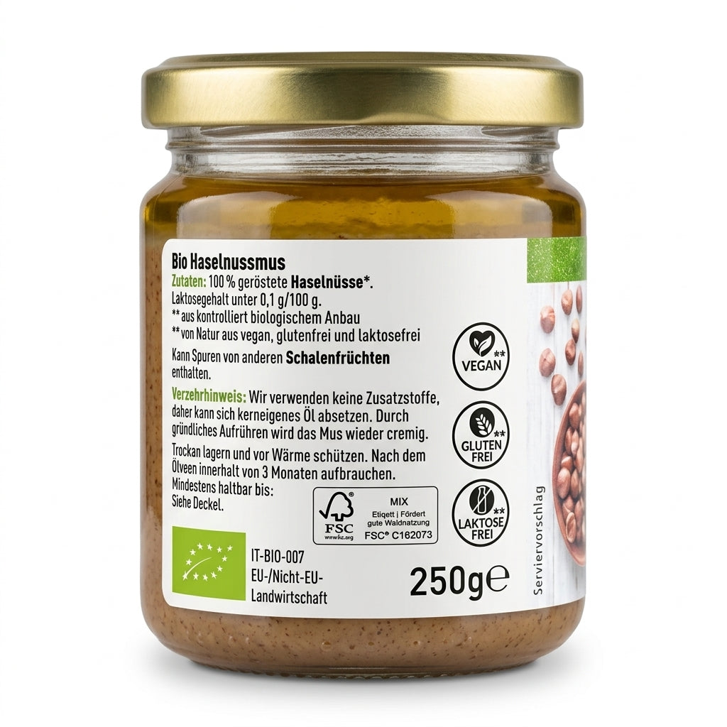 Pate a tartiner 100% Noisettes BIO 250g زبدة البندق البيو