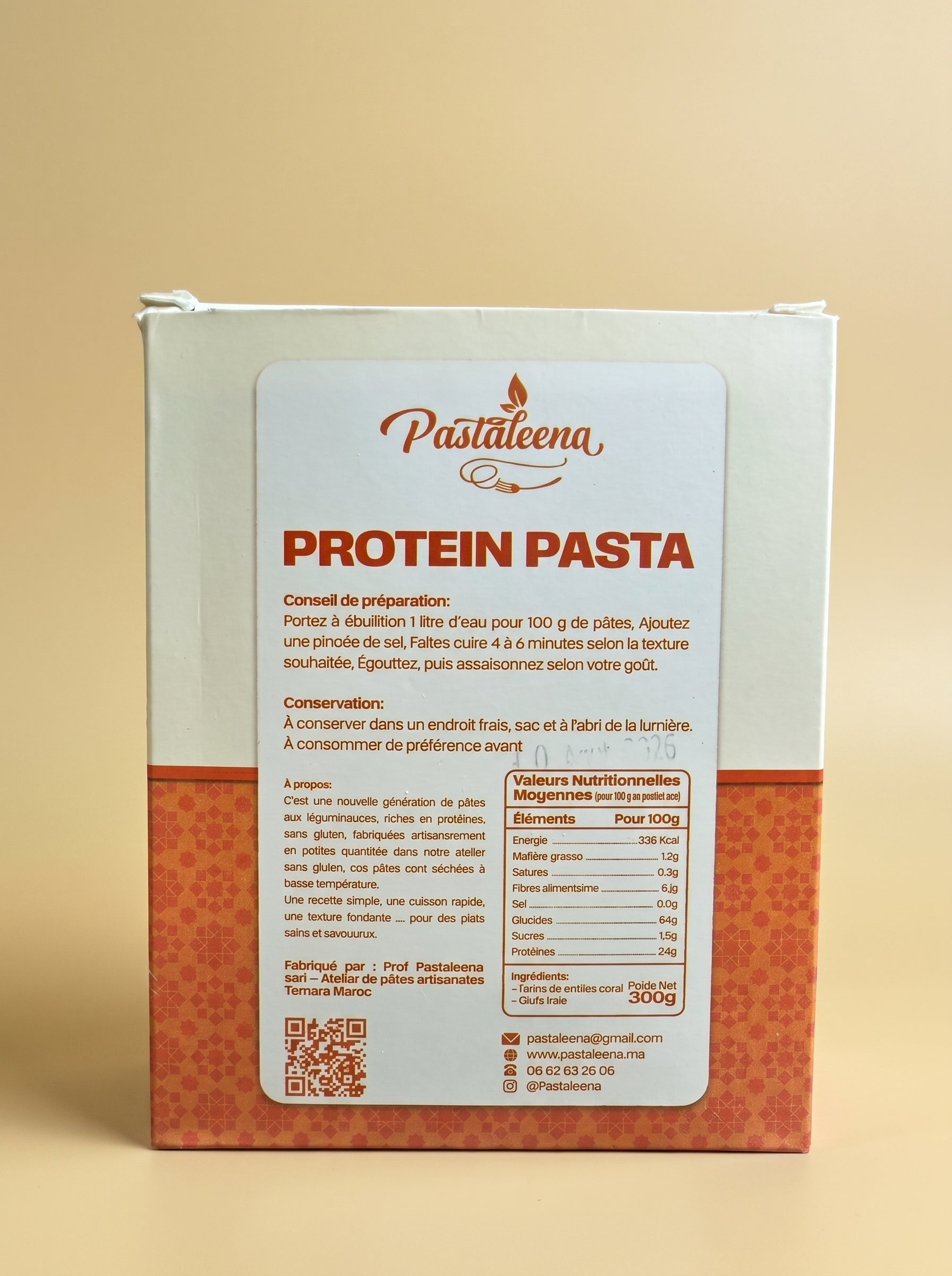 Pâte aux Lentilles Corail sans gluten 300g – معكرونة بروتينية من العدس الأحمر