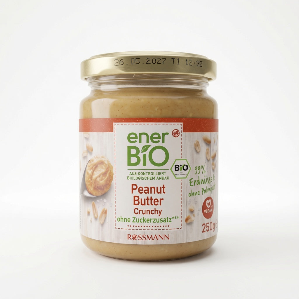 Beurre de Cacahuète Crunchy Bio 99% Cacahuètes, Sans Huile de Palme 250g  فول سوداني خالص... كرانشي، طبيعي، بدون سكر مضاف