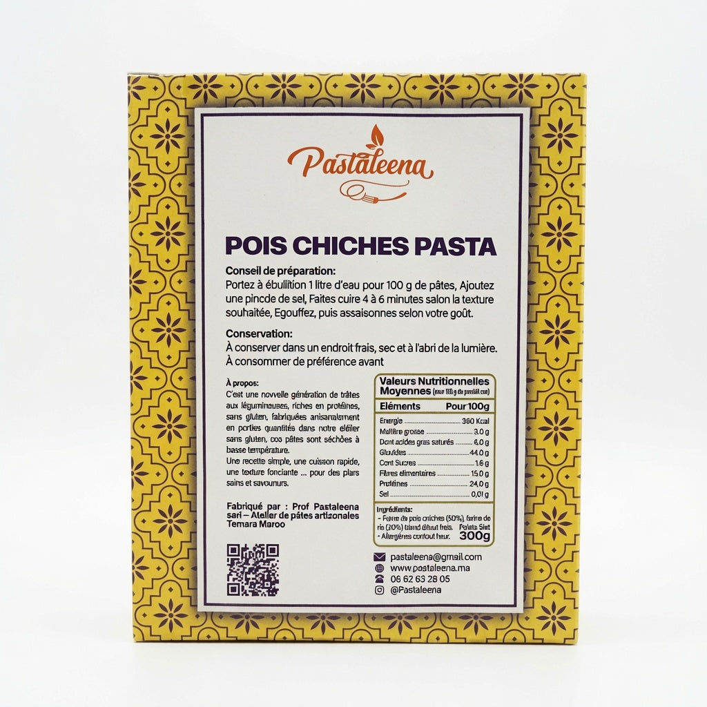 Pâtes aux Pois Chiches Sans Gluten 300g – معكرونة الحمص