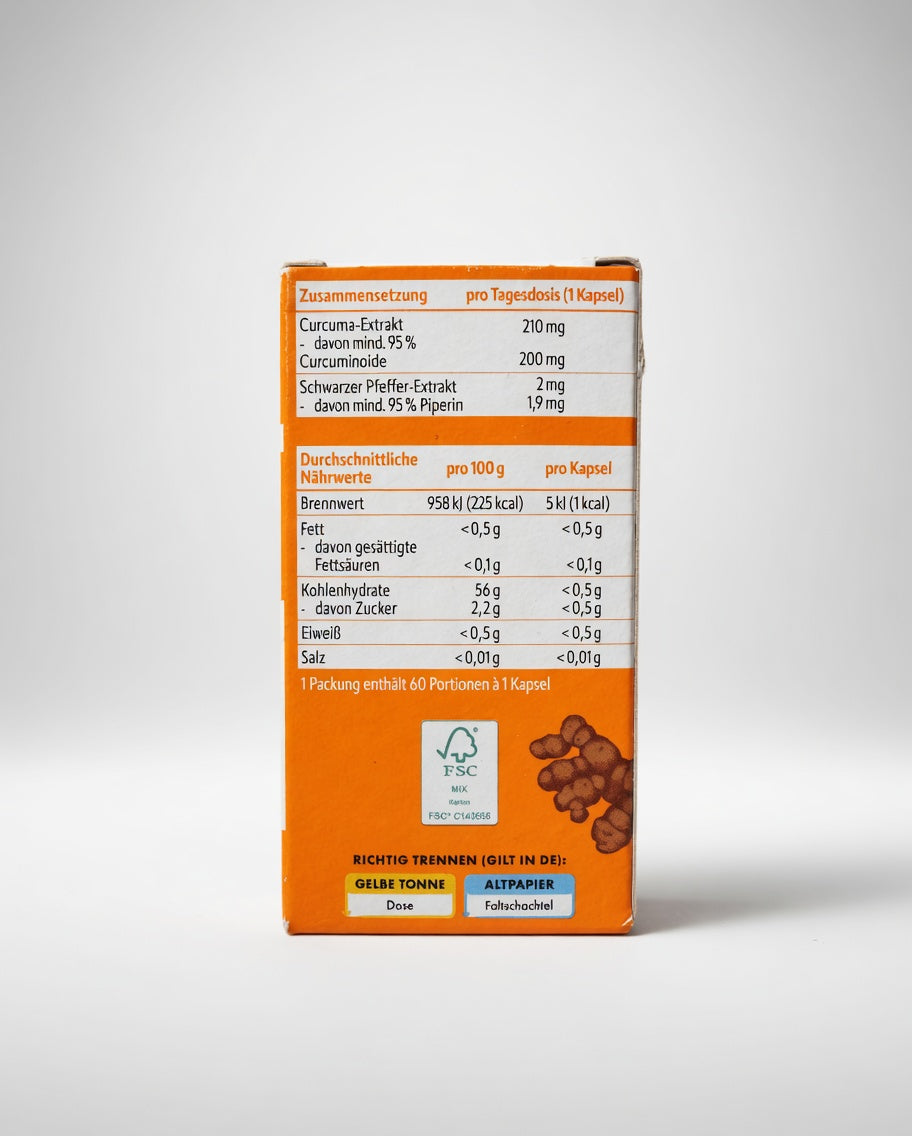 Extrait concentré de Curcuma 60 gelules cure de 2 mois sans gluten sans lactose- مستخلص مركز الكركم طبيعي