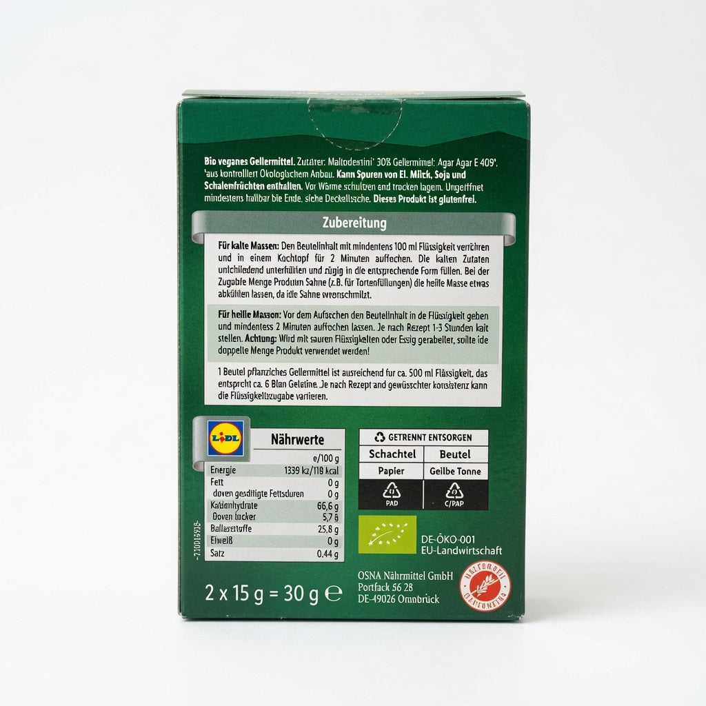 Vemondo Geliermittel Végane Bio – Gélifiant Bio à l'Agar Agar (2x15g) | فيمندو مادة تجميد عضوية نباتية بالأغار أغار