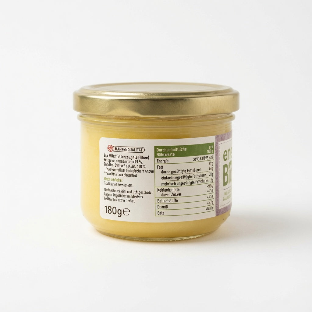 Ghee Bio Beurre Clarifié 180g سمن الغي العضوي النقي (زبدة مصفاة) من إنيربيو - مثالي للطبخ والقلي