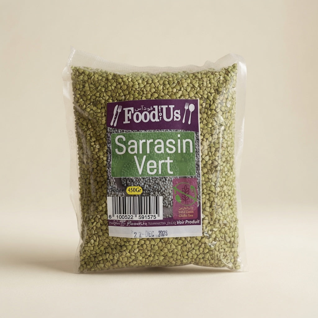 Sarrasin Vert Naturel 450g - حبوب الحنطة السوداء: الحبة الفاتحة اللون او الخضراء sans gluten