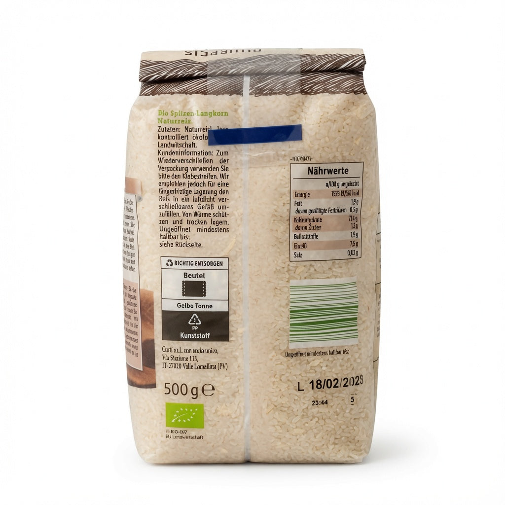 Riz Naturel Grains Longs Bio Qualité Supérieure - 500g - أرز أسمر طبيعي عضوي