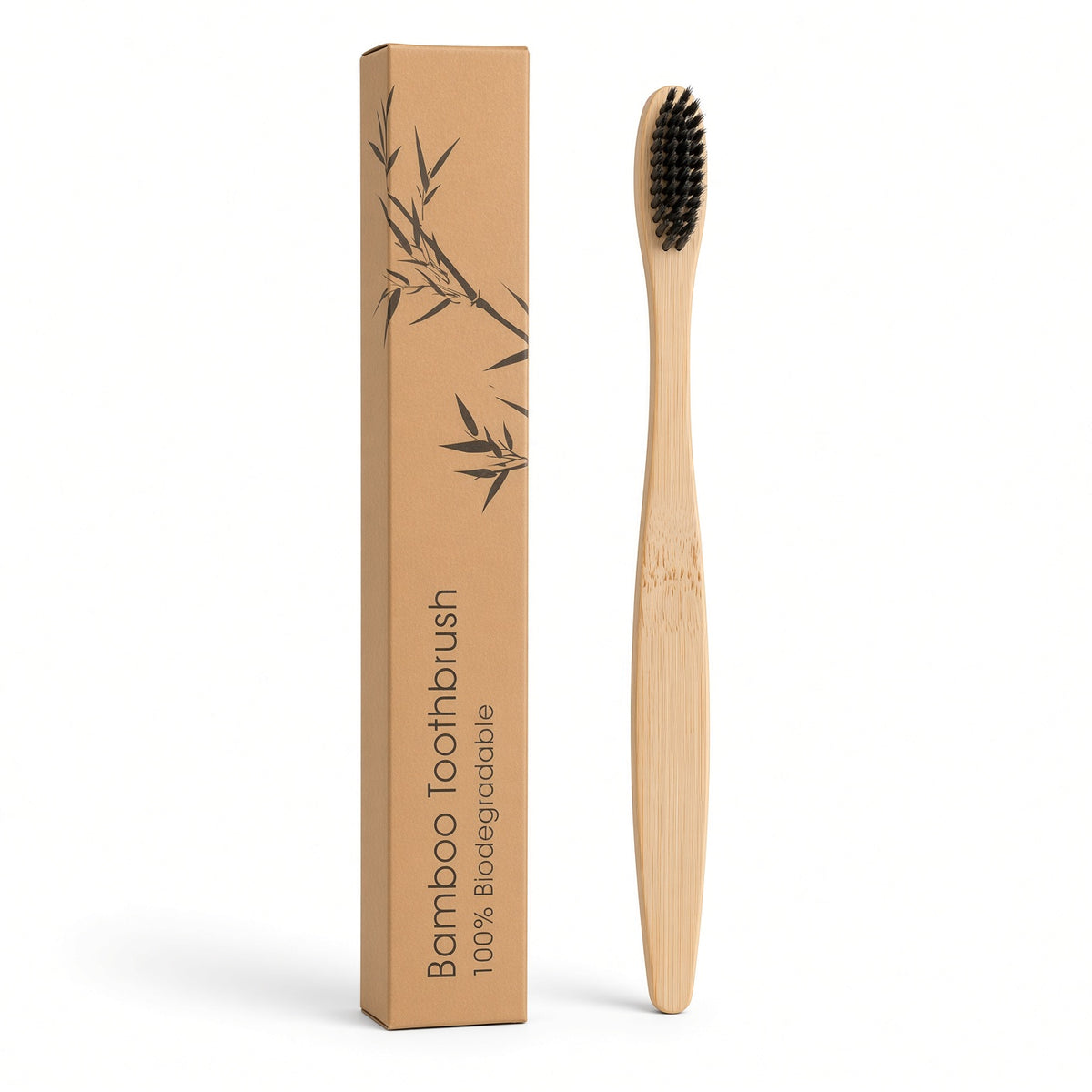 Brosse à Dents en Bambou Écologique – 100 % Biodégradable avec Poils au Charbon Actif-فرشاة أسنان مصنوعة من الخيزران الطبيعي - قابلة للتحلل الحيوي