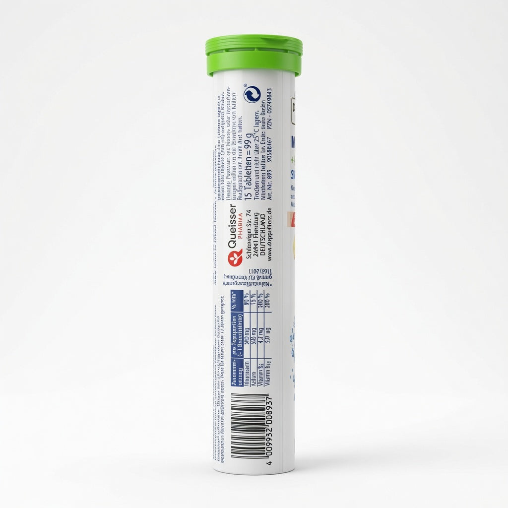Doppelherz aktiv Magnésium + Potassium Sport – Comprimés Effervescents Goût Citron-Pamplemousse | دوبلهيرتز مغنيسيوم + بوتاسيوم سبورت أقراص فوارة بنكهة الليمون والغريبفروت