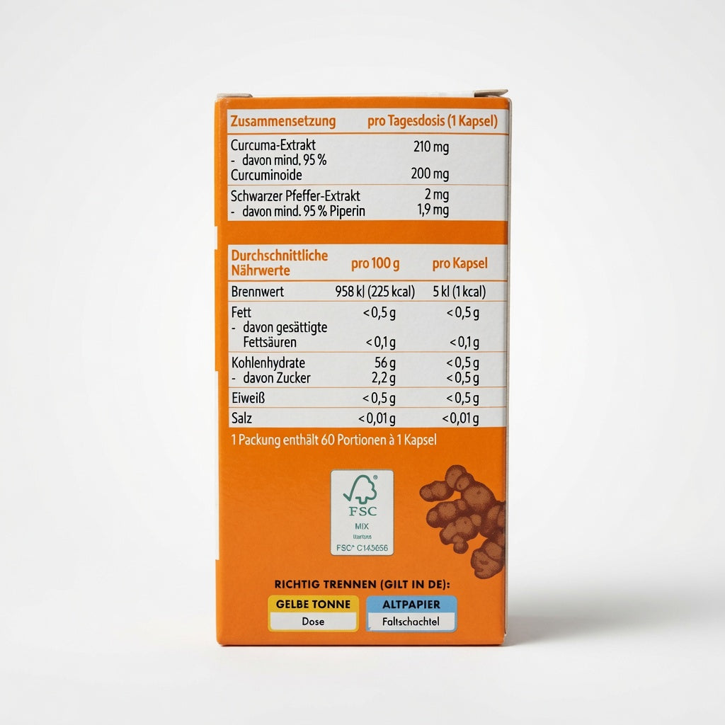 Extrait concentré de Curcuma 60 gelules cure de 2 mois sans gluten sans lactose- مستخلص مركز الكركم طبيعي