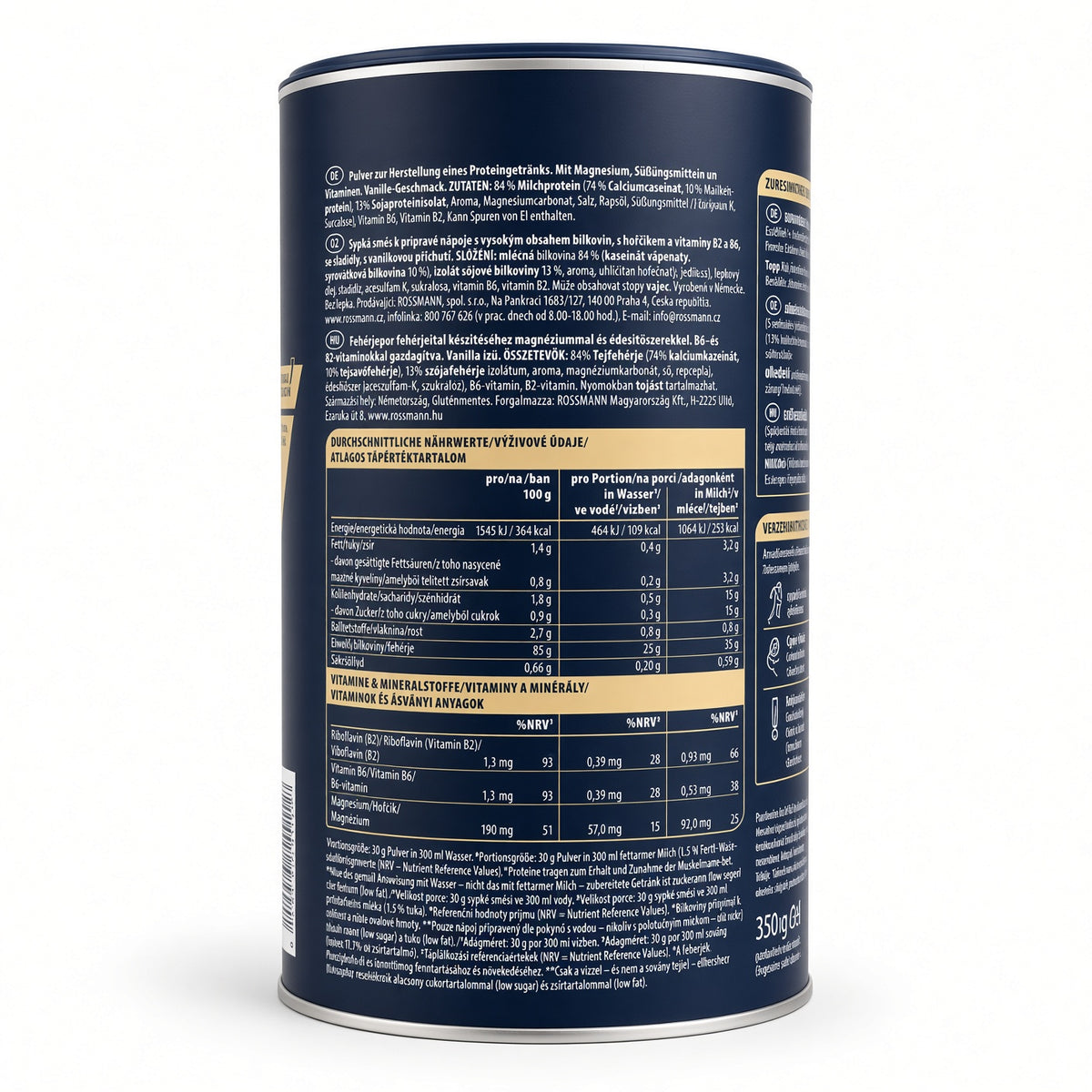 WellMix Protein Complex Vanille – Poudre Protéinée Multi-Sources enrichie en Magnésium et Vitamines B2, B6 (350 g)-مركب البروتين الثلاثي بنكهة الفانيلا من ويل ميكس