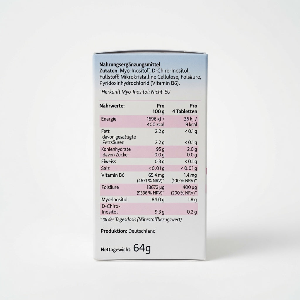 Myo-Inositol & D-Chiro-Inositol avec Vitamine B6 et Acide Folique 120 comprimés مكمل إينوزيتول المزدوج لدعم التوازن الهرموني مع حمض الفوليك وفيتامين B6