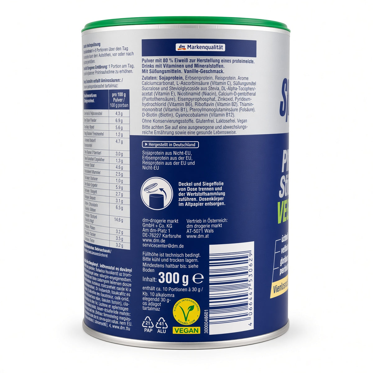 Protein Shake Vegan Vanille – Poudre Protéinée Multi-Sources Végétales enrichie en Vitamines et Minéraux (Boîte de 300 g)-مشروب البروتين النباتي بنكهة الفانيلا