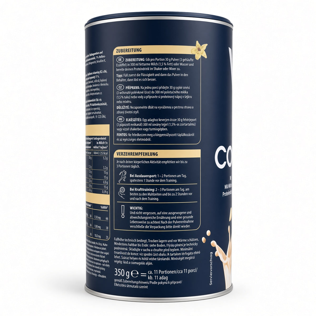 WellMix Protein Complex Vanille – Poudre Protéinée Multi-Sources enrichie en Magnésium et Vitamines B2, B6 (350 g)-مركب البروتين الثلاثي بنكهة الفانيلا من ويل ميكس
