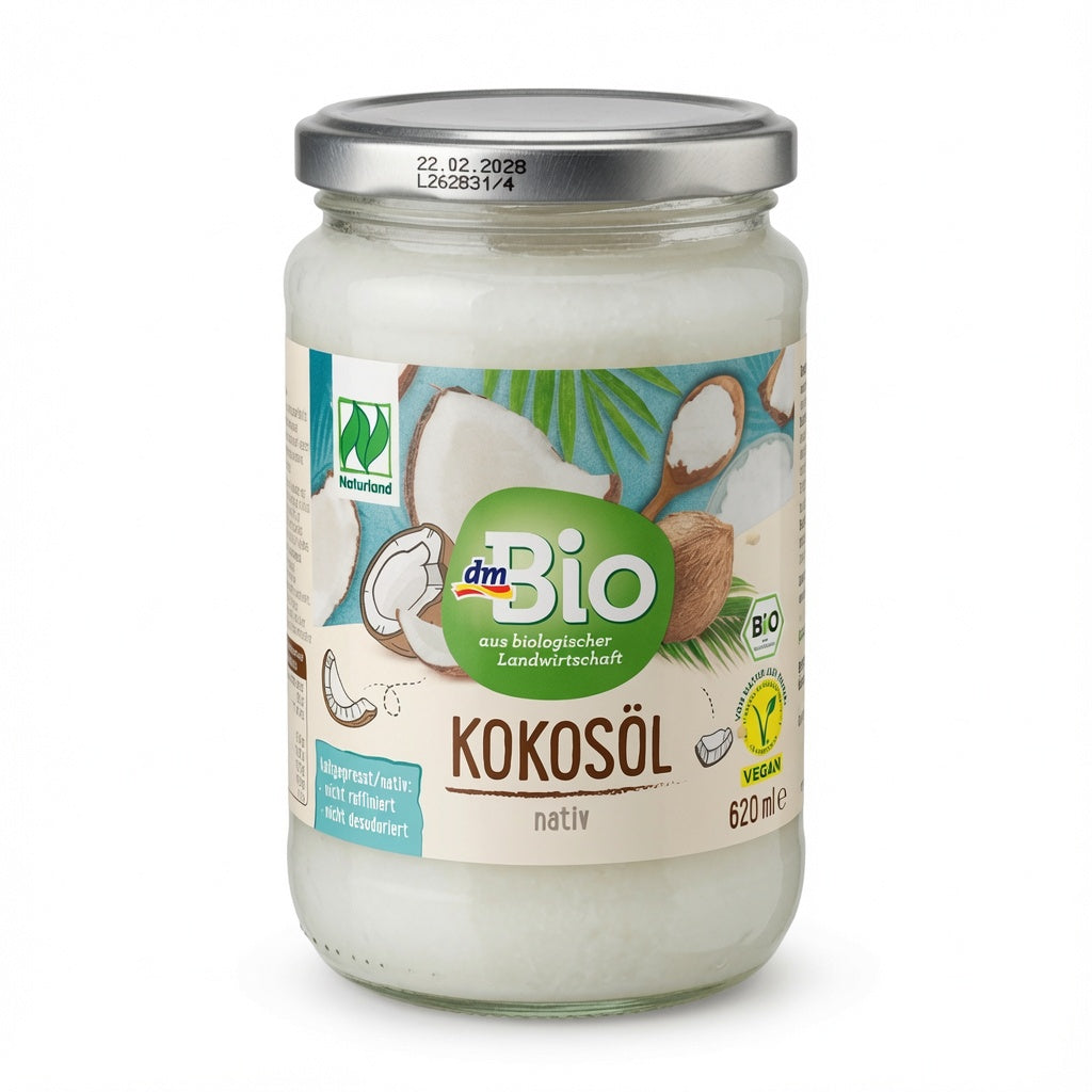 dmBio Kokosöl Nativ – Huile de Coco Vierge Bio (620ml) | زيت جوز الهند البكر العضوي