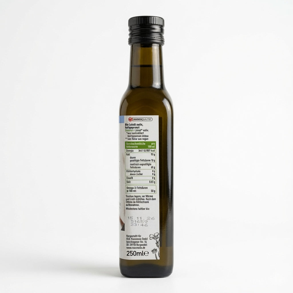 Huile de Lin Vierge Bio Pressée à Froid 250ml riche en omega 3 زيت بذور الكتان العضوي المعصور على البارد