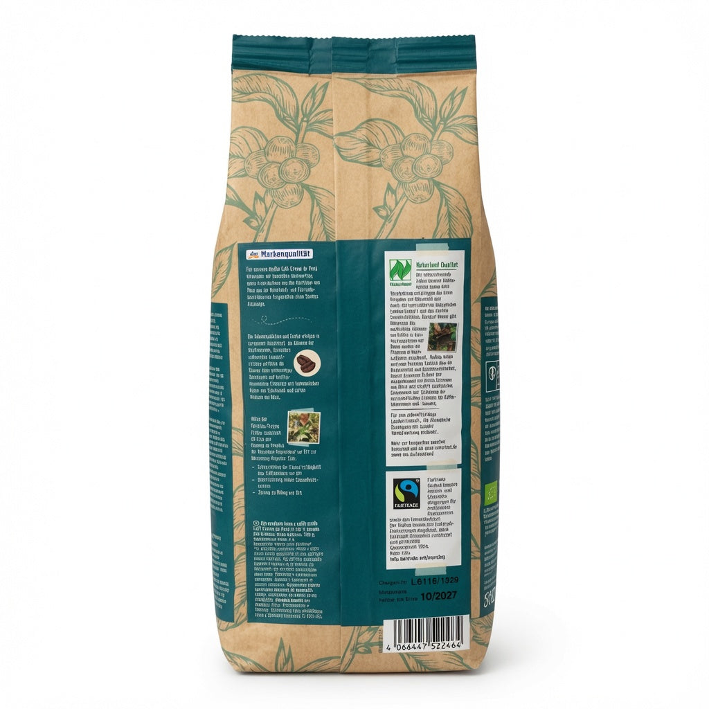 Café en Grains Bio dmBio – Crema du Pérou, Arabica Fairtrade (500g)- حبوب قهوة عضوية كاملة "كافيه كريما دي بيرو  أرابيكا 100%
